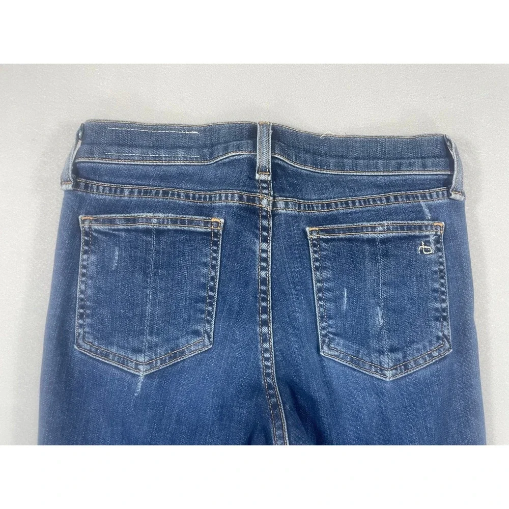 Rag & Bone JEAN Skinny Jeans La Paz Blue Distressed Raw Hem W1502K520LAP Size 25